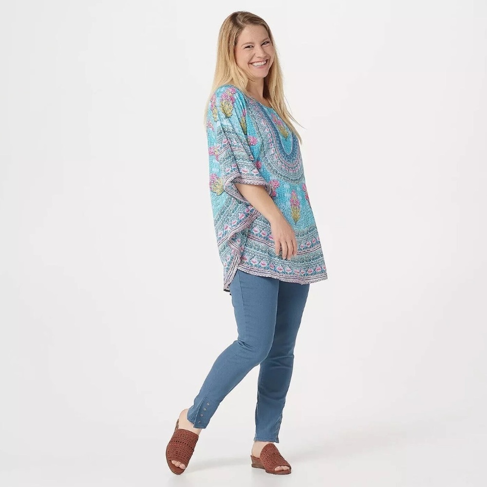 Tolani Collection | Boho Floral Print Modal Caftan Tunic drapey top womens XL - Picture 5 of 11